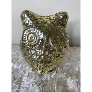 Mercury Glass Owl Figurine Shelf Decor 8 x 7"